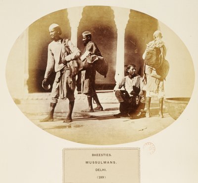Bheesties, Mussulmans, Delhi, from The People of India, by J. Forbes Watson, published 1868 by English Photographer